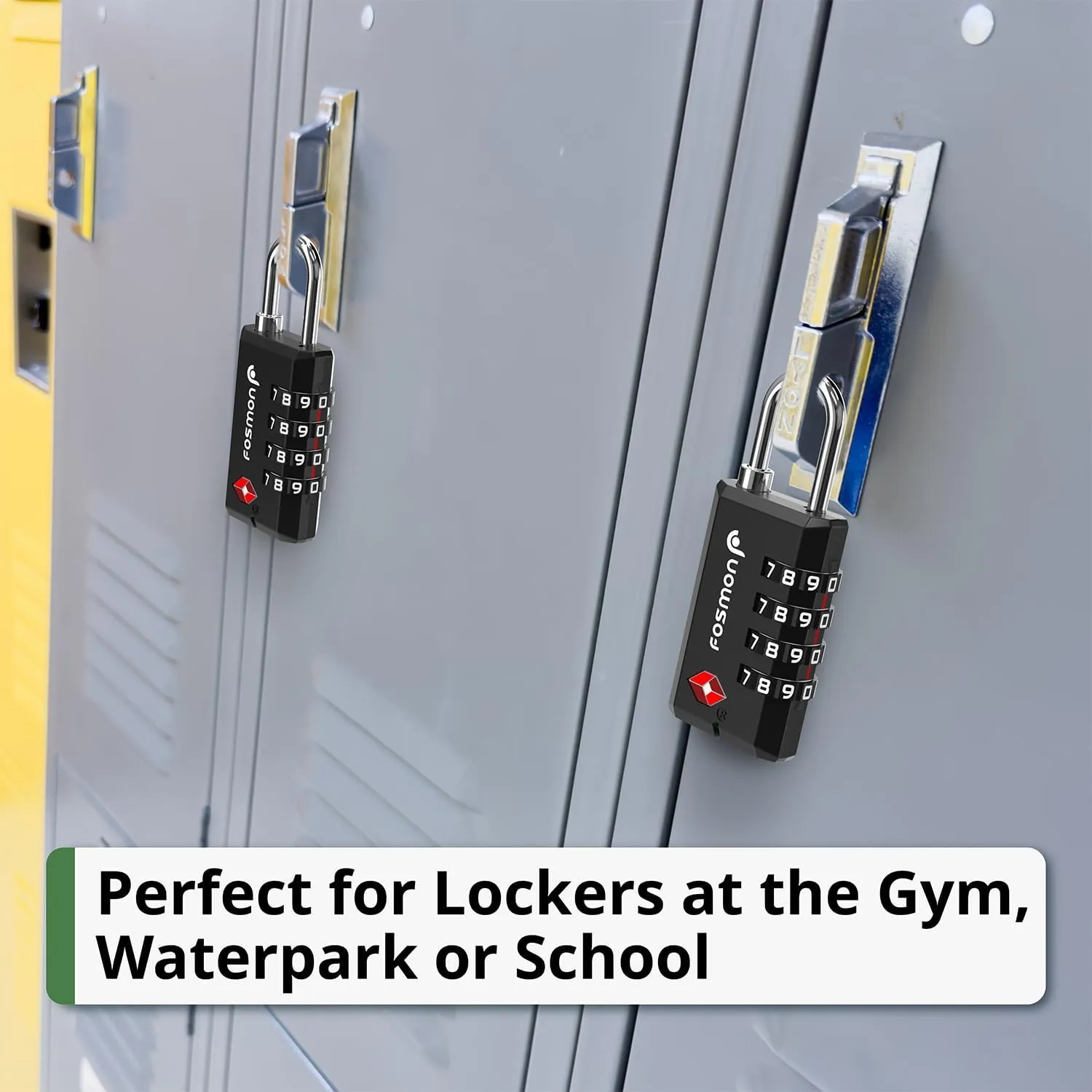 Fosmon TSA Approved Locks for Luggage/Suitcase with Open Alert Indicator (2 Pack), Heavy Duty Gun Safe Lock for Gun Case, 4 Digit Shackle Combination Padlock for Travel, Backpack Zipper, Gym Locker