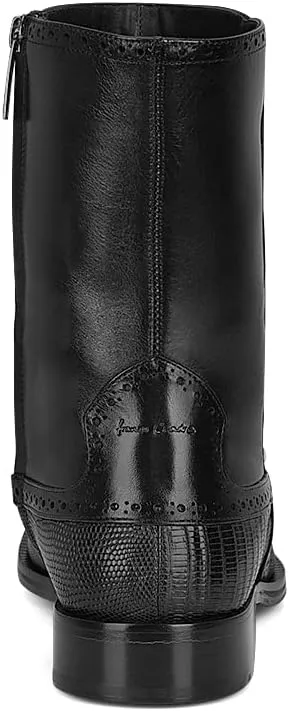 Franco Cuadra Men's Dress Boots in Genuine Lizard Leather Black