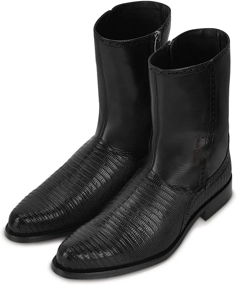 Franco Cuadra Men's Dress Boots in Genuine Lizard Leather Black