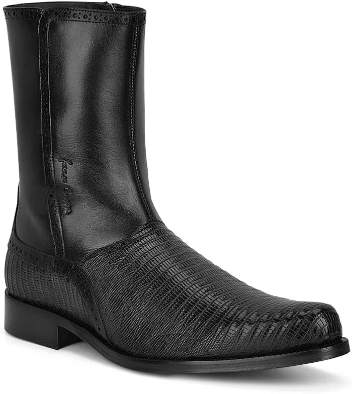 Franco Cuadra Men's Dress Boots in Genuine Lizard Leather Black
