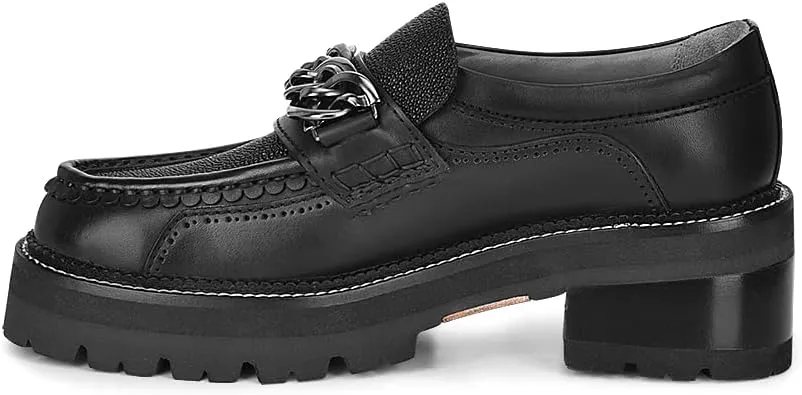 FRANCO CUADRA Women's Slip On Moccasin in Genuine Stingray Leather Black