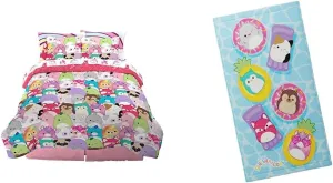 Franco Squishmallows Bedding Super Soft Comforter, Sheet Set and Beach Towel Bundle (7 Pieces)