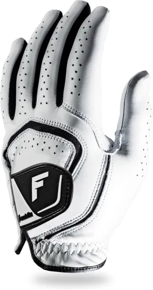 Franklin Sports Golf Glove - Pro Golf Gloves - Premium Leather Golfing Glove - Maximum Grip - White - Black