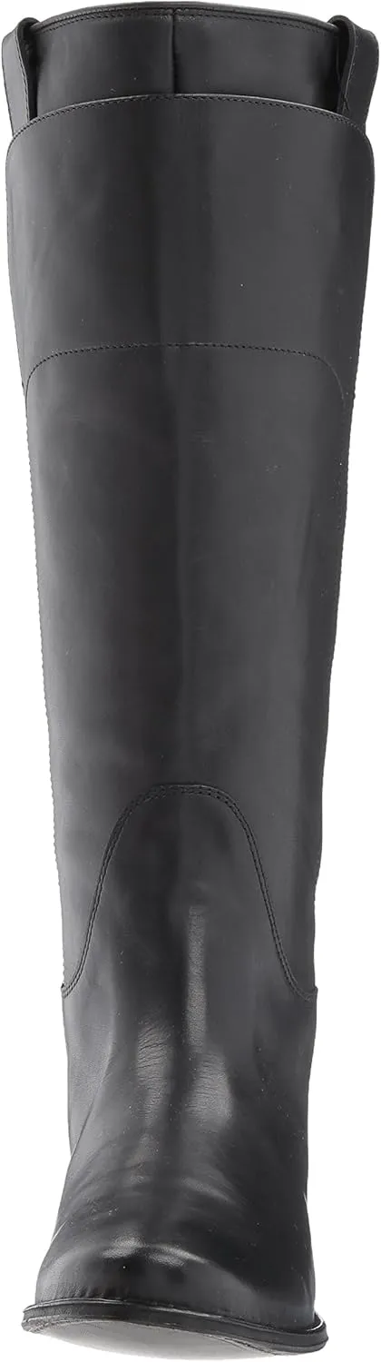 Frye Paige Tall Riding Boots for Women Made from Antiqued Italian Leather with Overlapping Front Panels, Stacked Leather Heel, and Leather Outsole – 16” Shaft Height