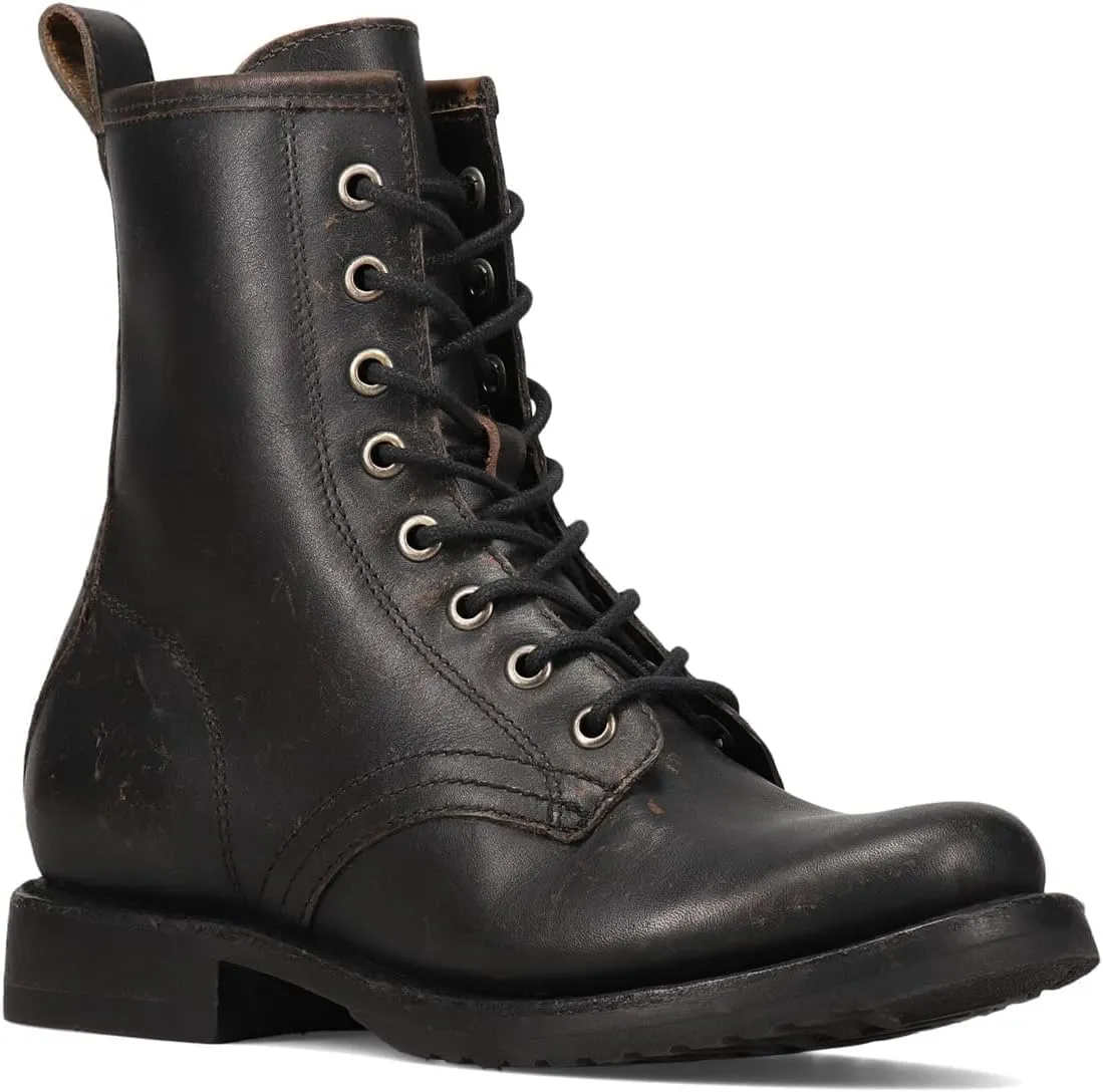 Frye Veronica Women’s Combat Boots Crafted from Hand-Burnished Vintage Italian Leather with Genuine Stitch-Down Welt Construction and Leather Lining – 6 ¾” Shaft Height
