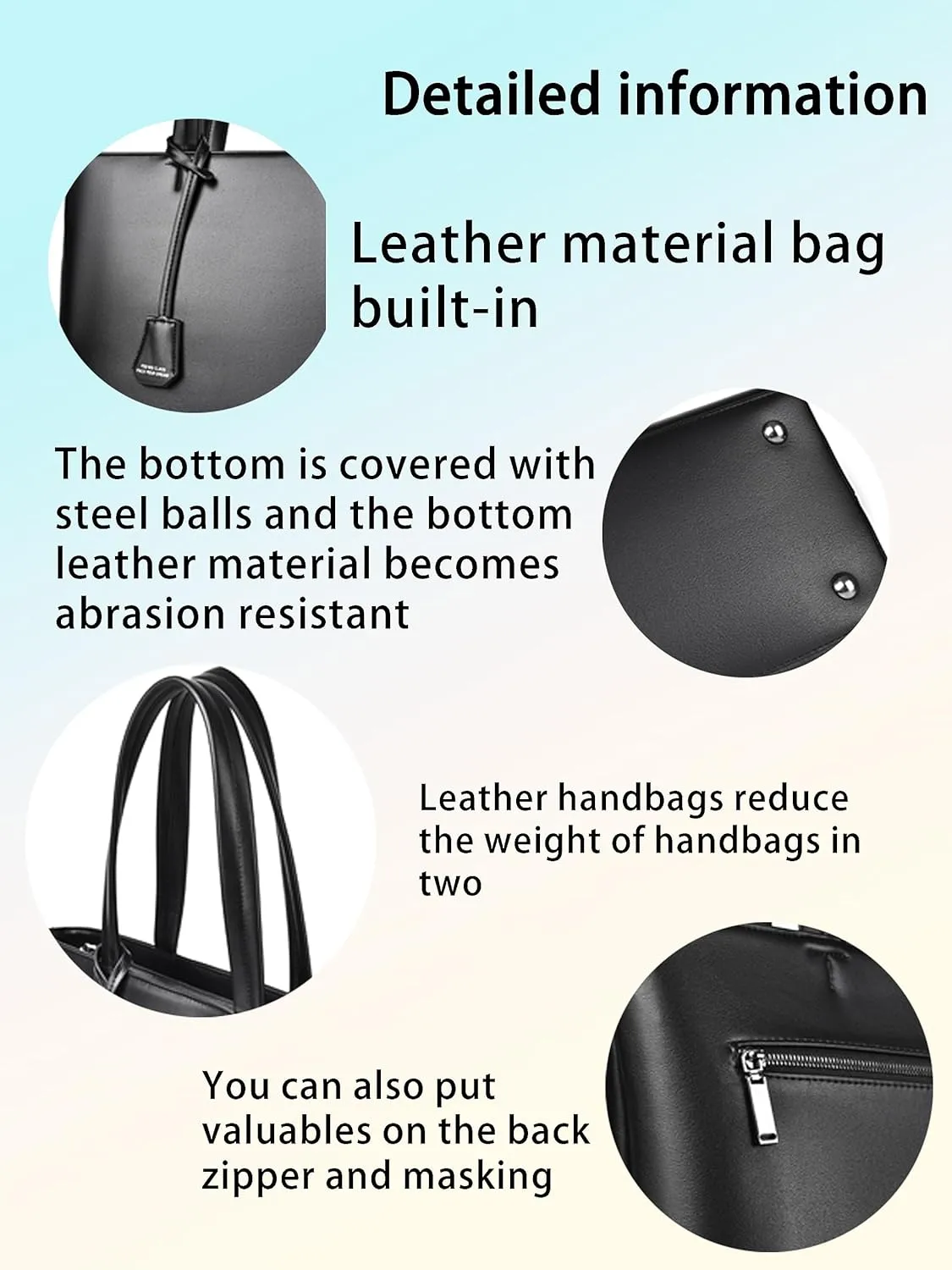 FSD.WG Men's Tote Bag,Business Bag, Leather Briefcase,Elegant Leather,Large Capacity,Black