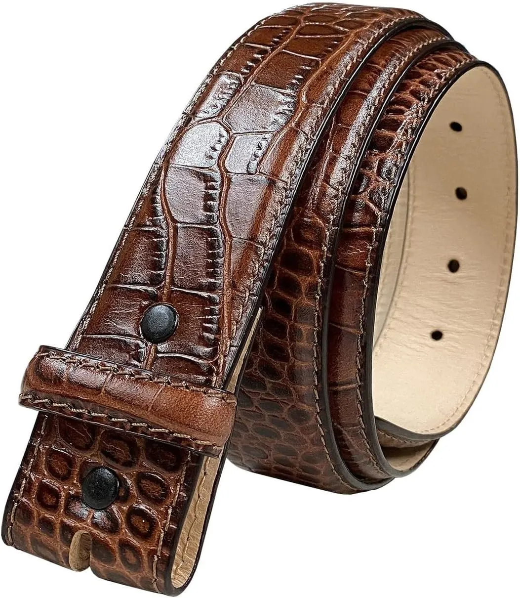 Full-Grain Cowhide Genuine Leather Dress Belt Strap with Snaps,1-3/8"(35mm) &1-1/2"(38mm) Wide