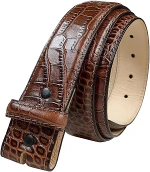 Full-Grain Cowhide Genuine Leather Dress Belt Strap with Snaps,1-3/8"(35mm) &1-1/2"(38mm) Wide