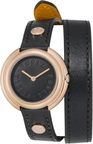 FURLA ICON Shape Black Genuine Leather Strap Watch (Model: WW00031003L3)