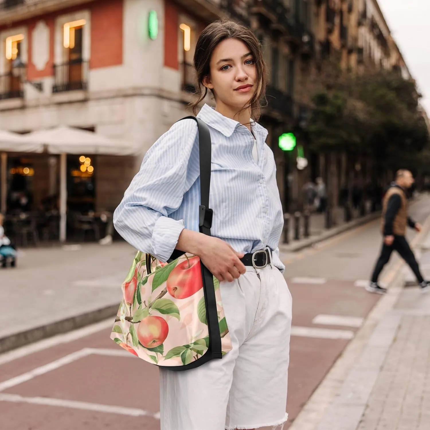 GAIGEO Watercolor Pansies and Flowers Leather Crossbody Bag, Crossbody Bag Leather Wide Strap, Leather Sling Bag Men