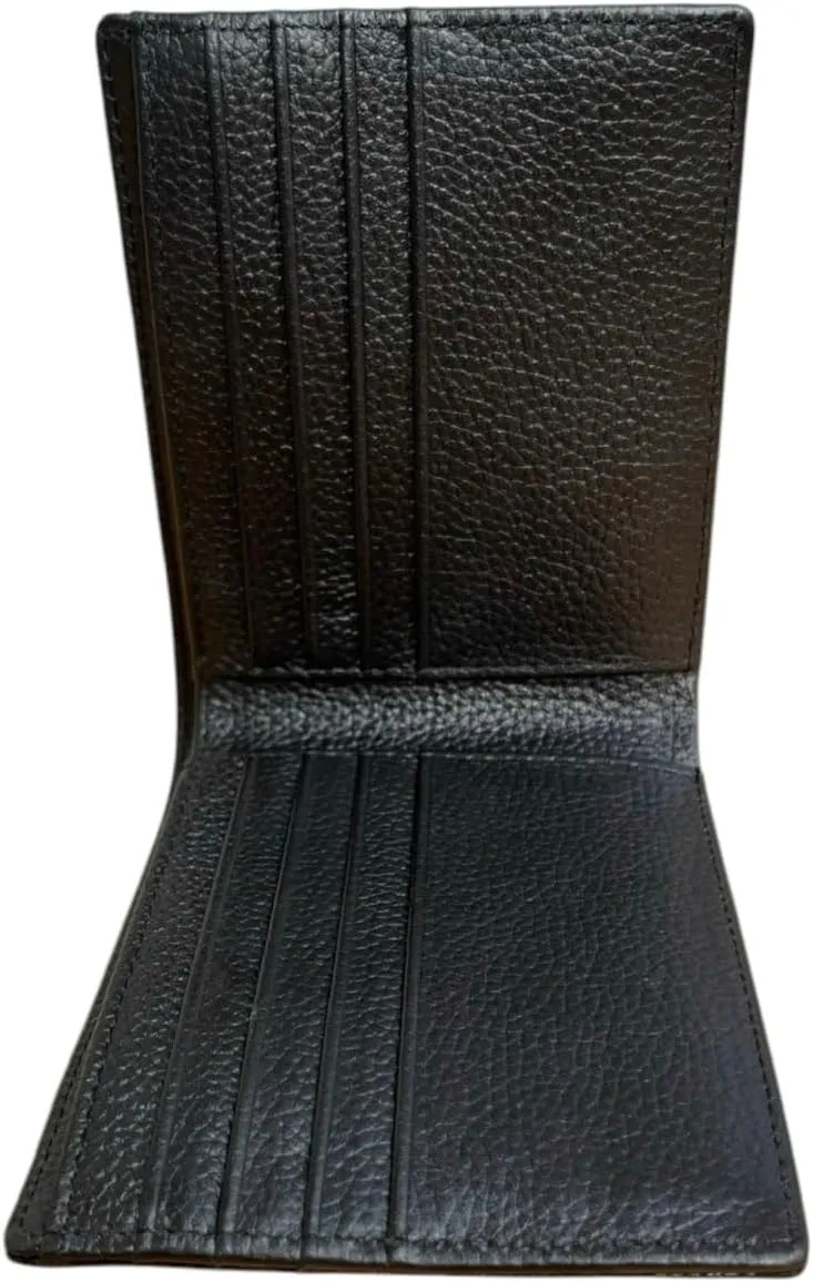 Genuine Alligator Bifold Wallet For Men, Real Crocodile Wallets Men (Black One Side Alligator Hornback Skin)