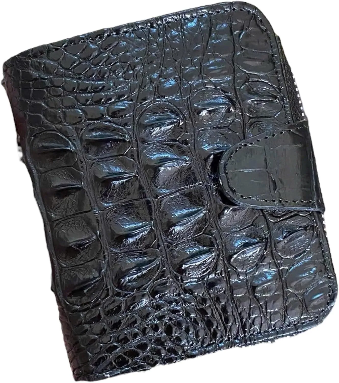 Genuine Alligator Leather Minimalist Wallets Credit Card Holder for women's (Black Hornback)