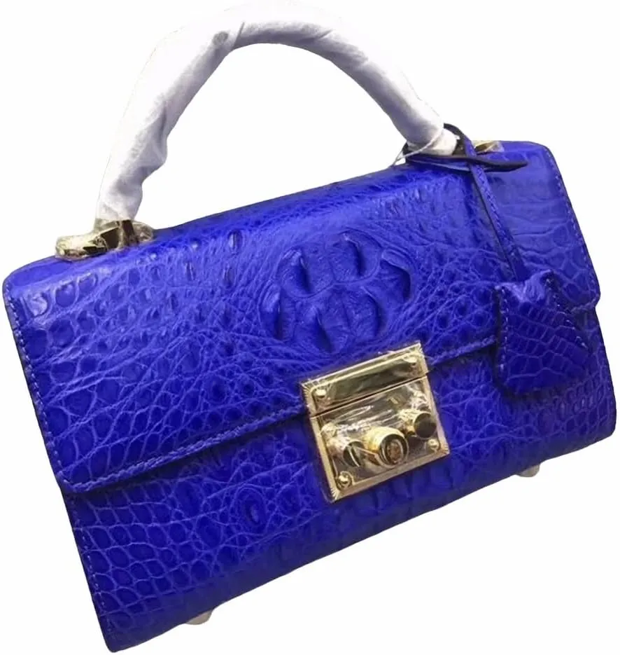 Genuine Alligator Leather Women's Small White Purse Crocodile Skin Lock Closure Lady Handbag Female Shoulder Messenger Bag