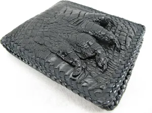 Genuine Crocodile Alligator Foot Claw Skin Leather Handmade Wallet (Black)