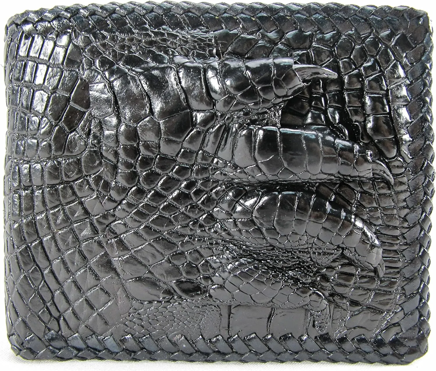 Genuine Crocodile Alligator Foot Claw Skin Leather Handmade Wallet (Black)