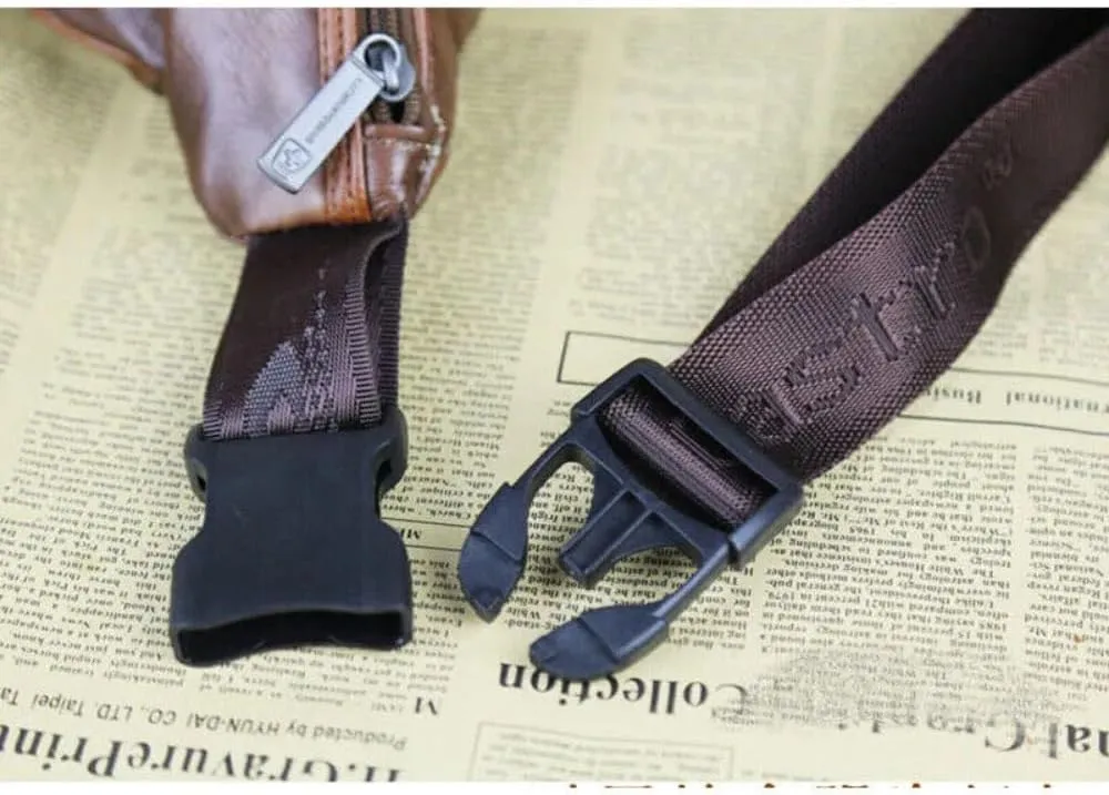 Genuine Leather Belt Bag, Multifunction Waist Fanny Pack (Black)
