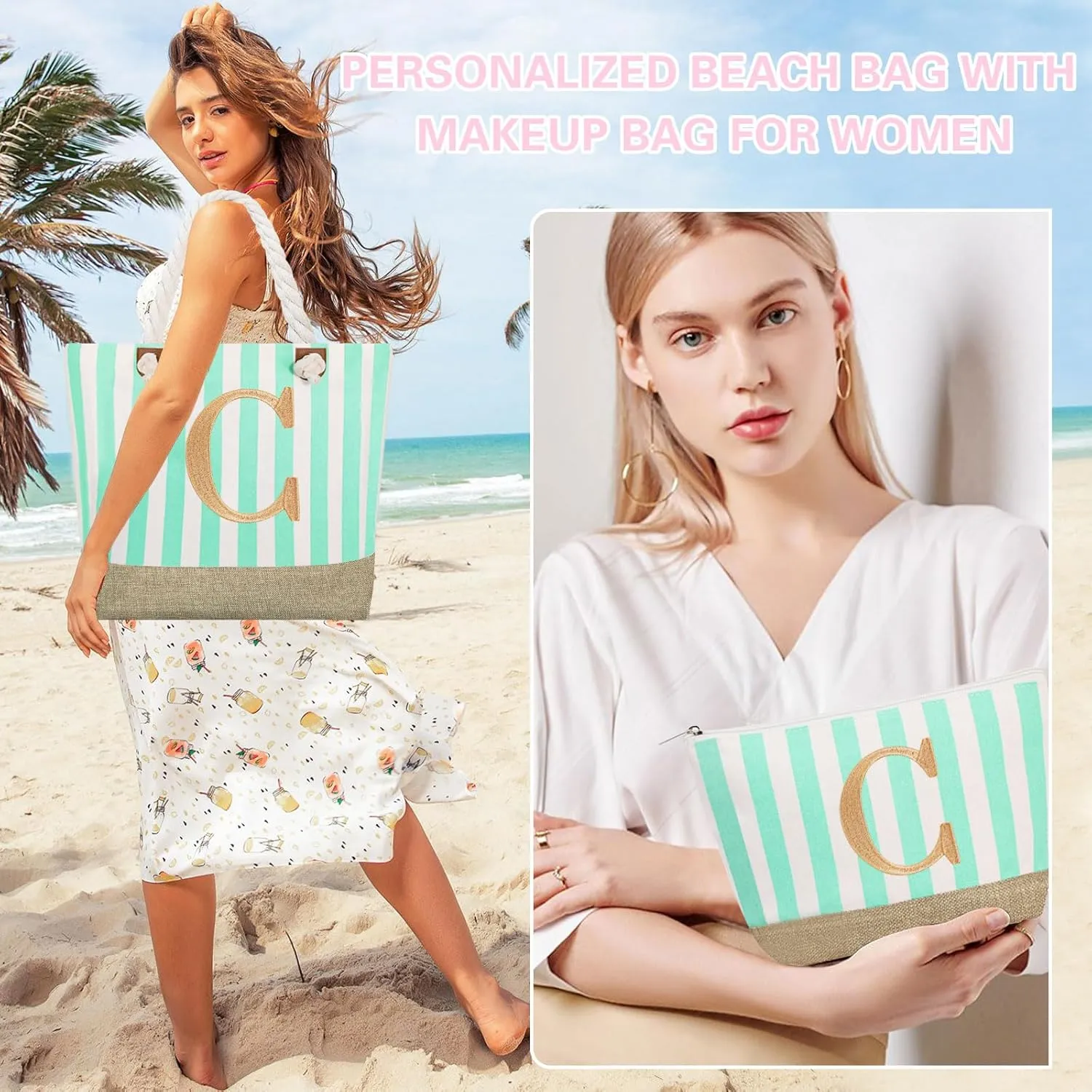 GhvyenntteS Beach Bags for Women - Beach Tote Bag with Zipper, Travel Essentials, Birthday Gifts for Women Her Mom Grandma Wife Nana Mimi Gigi Nurse Teacher Friend