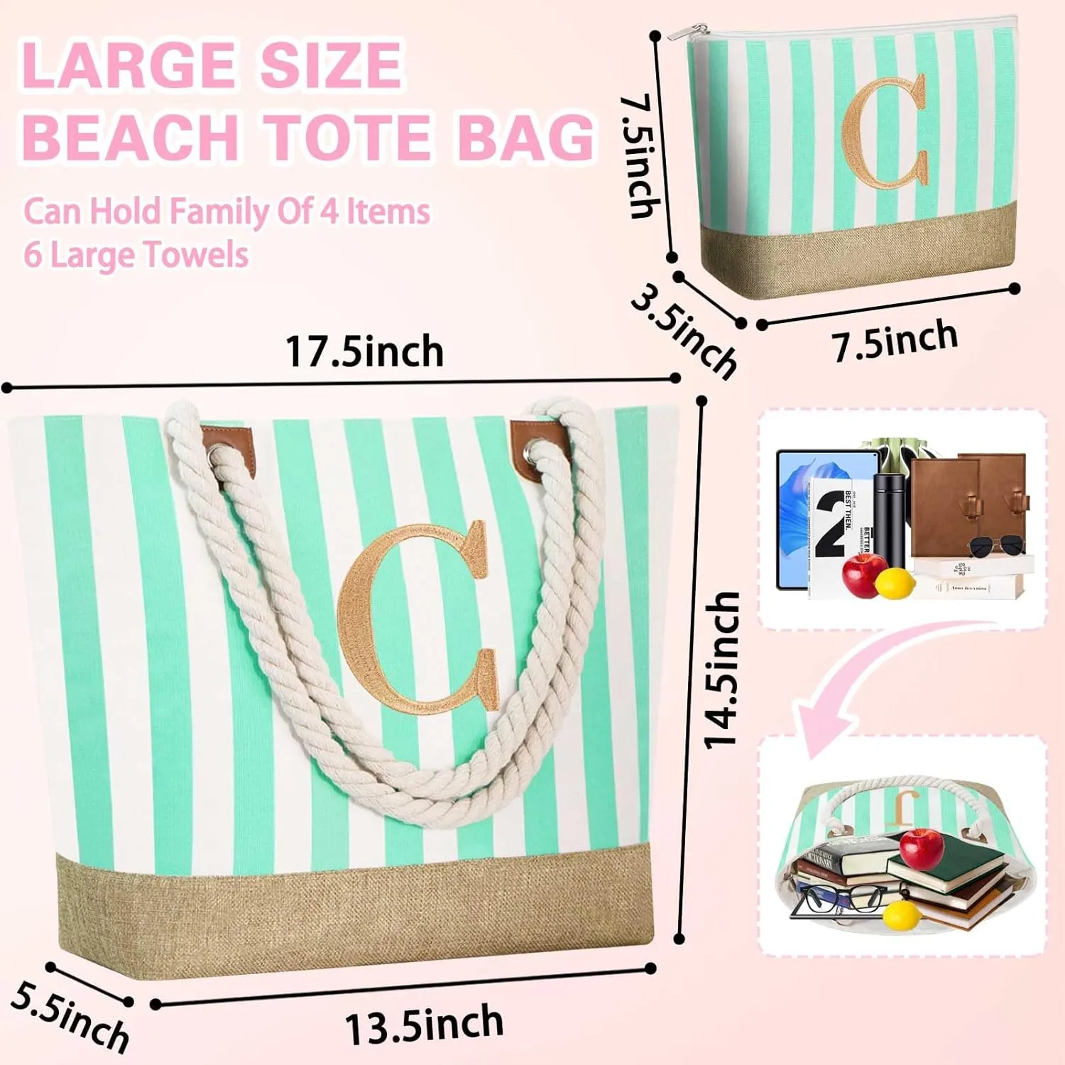 GhvyenntteS Beach Bags for Women - Beach Tote Bag with Zipper, Travel Essentials, Birthday Gifts for Women Her Mom Grandma Wife Nana Mimi Gigi Nurse Teacher Friend