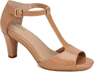 Giani Bernini Womens Claraa Patent T-Strap Dress Sandals Beige 12 Medium (B,M)