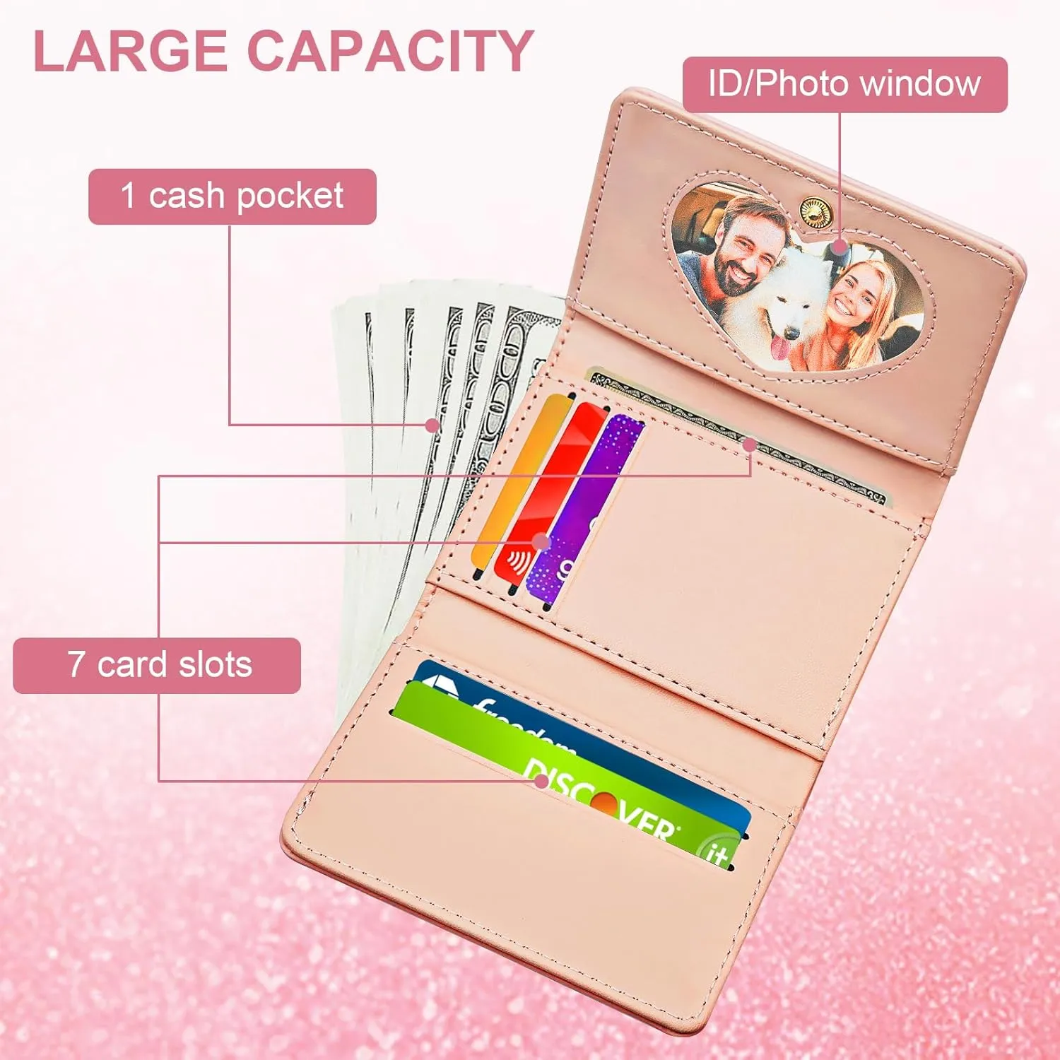 Girls Wallet,Small Wallet for Women,kids wallets for girls,Christmas Gifts,Cute Small Leather Pocket Wallet for Women,Monogrammed Gifts for Women Mom Grandma Initial J (Baby Pink)