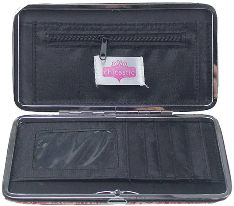 Glossy Snakeskin Texture Faux Patent Leather Flat Hard Clutch Wallet