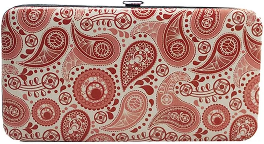 Glossy Snakeskin Texture Faux Patent Leather Flat Hard Clutch Wallet