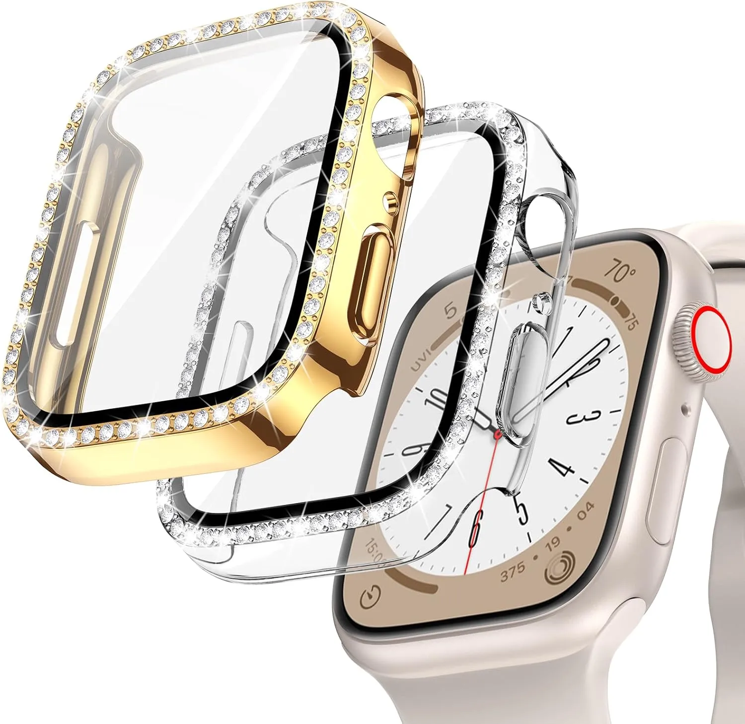 Goton 2-Pack Bling Case for Apple Watch Screen Protector 40mm SE (2nd Gen) Series 6 5 4, Women Glitter Diamond Rhinestone Bumper Face Cover for iWatch Accessories 40 mm