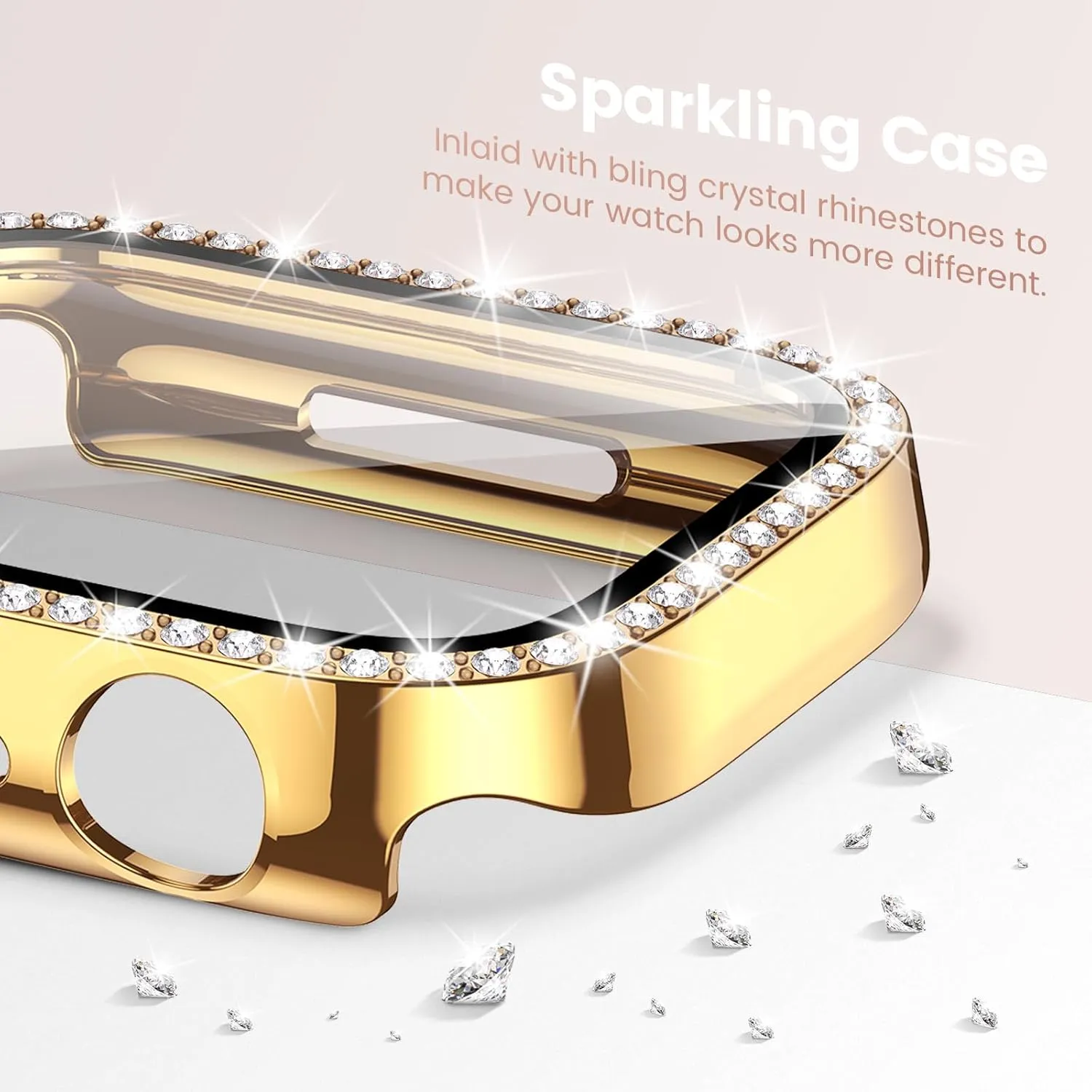 Goton 2-Pack Bling Case for Apple Watch Screen Protector 40mm SE (2nd Gen) Series 6 5 4, Women Glitter Diamond Rhinestone Bumper Face Cover for iWatch Accessories 40 mm