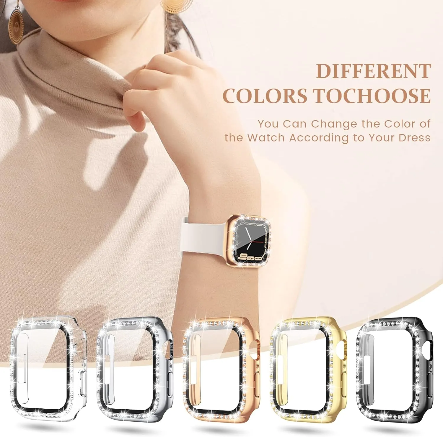 Goton 2-Pack Bling Case for Apple Watch Screen Protector 40mm SE (2nd Gen) Series 6 5 4, Women Glitter Diamond Rhinestone Bumper Face Cover for iWatch Accessories 40 mm