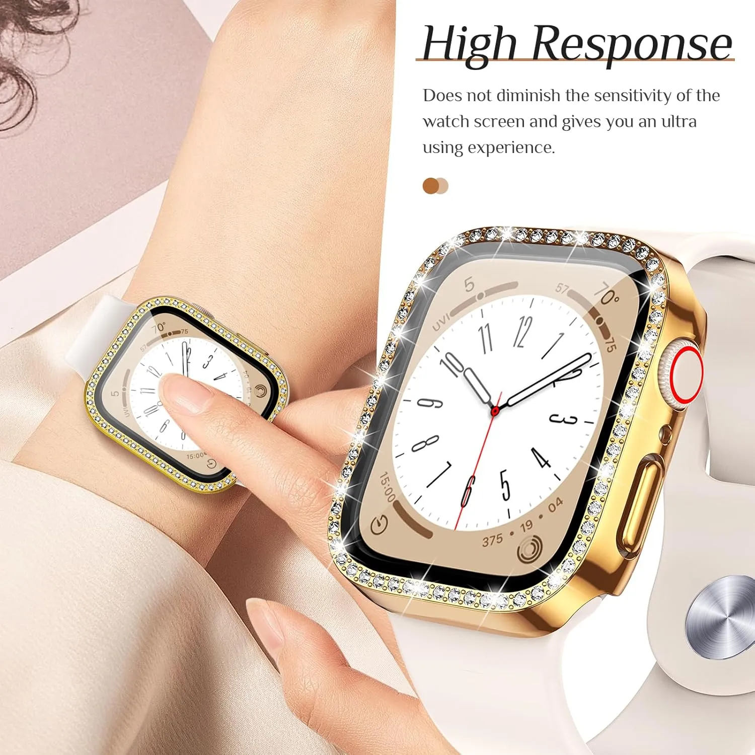 Goton 2-Pack Bling Case for Apple Watch Screen Protector 40mm SE (2nd Gen) Series 6 5 4, Women Glitter Diamond Rhinestone Bumper Face Cover for iWatch Accessories 40 mm
