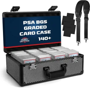 Graded Card Case, 4 Row Graded Card Storage Box, Trading Card Case, PSA Card Cases for Sports Cards Case, BGS PSA Slab Case For Graded Cards, Card Carrying Case(Carbon Fiber)