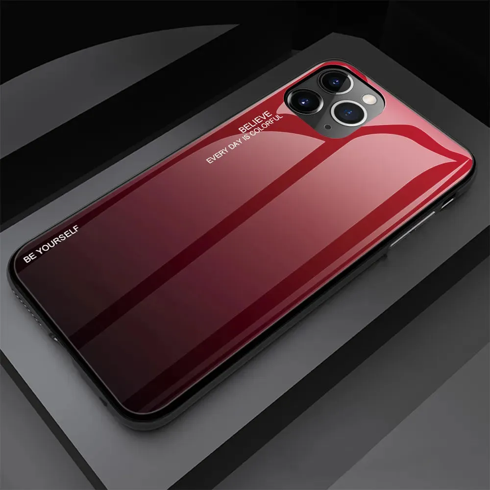 Gradient Tempered Glass Case For iPhone