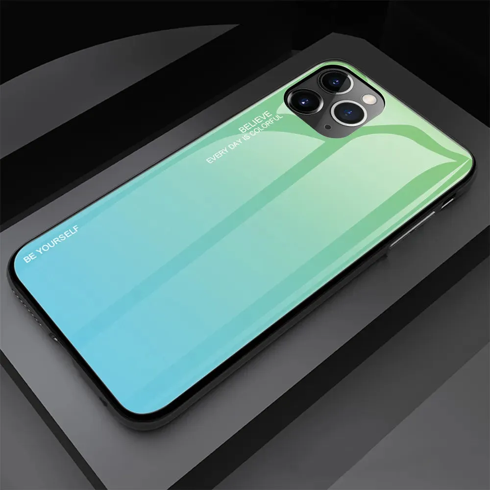 Gradient Tempered Glass Case For iPhone