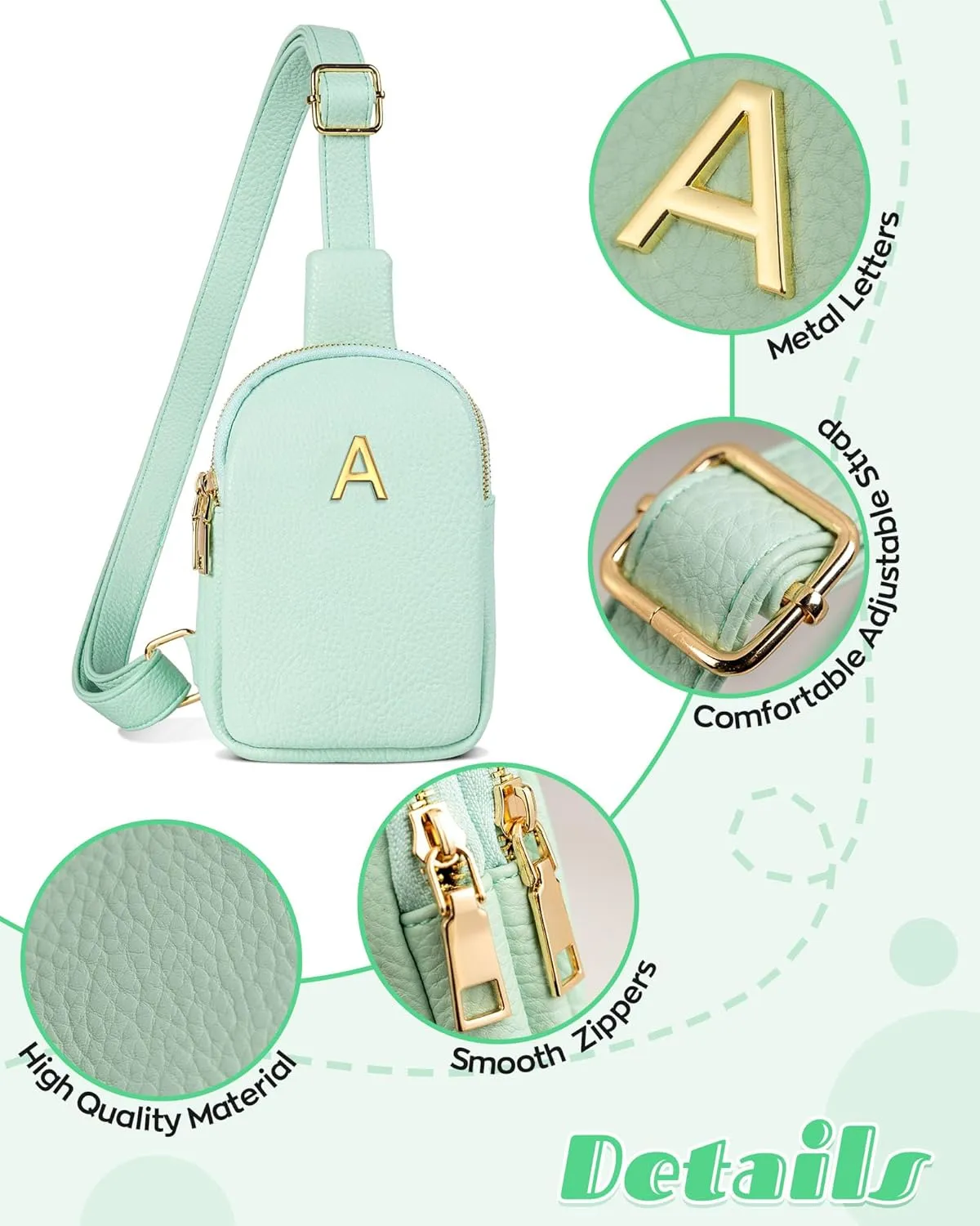 Graduation Gifts, Initial Crossbody Bags for Women Girls, Lightweight Mini Shoulder Bag, Leather Waterproof Sling Bag, Monogrammed Gifts for Teens, Cute Trendy Stuff, Travel Essentials