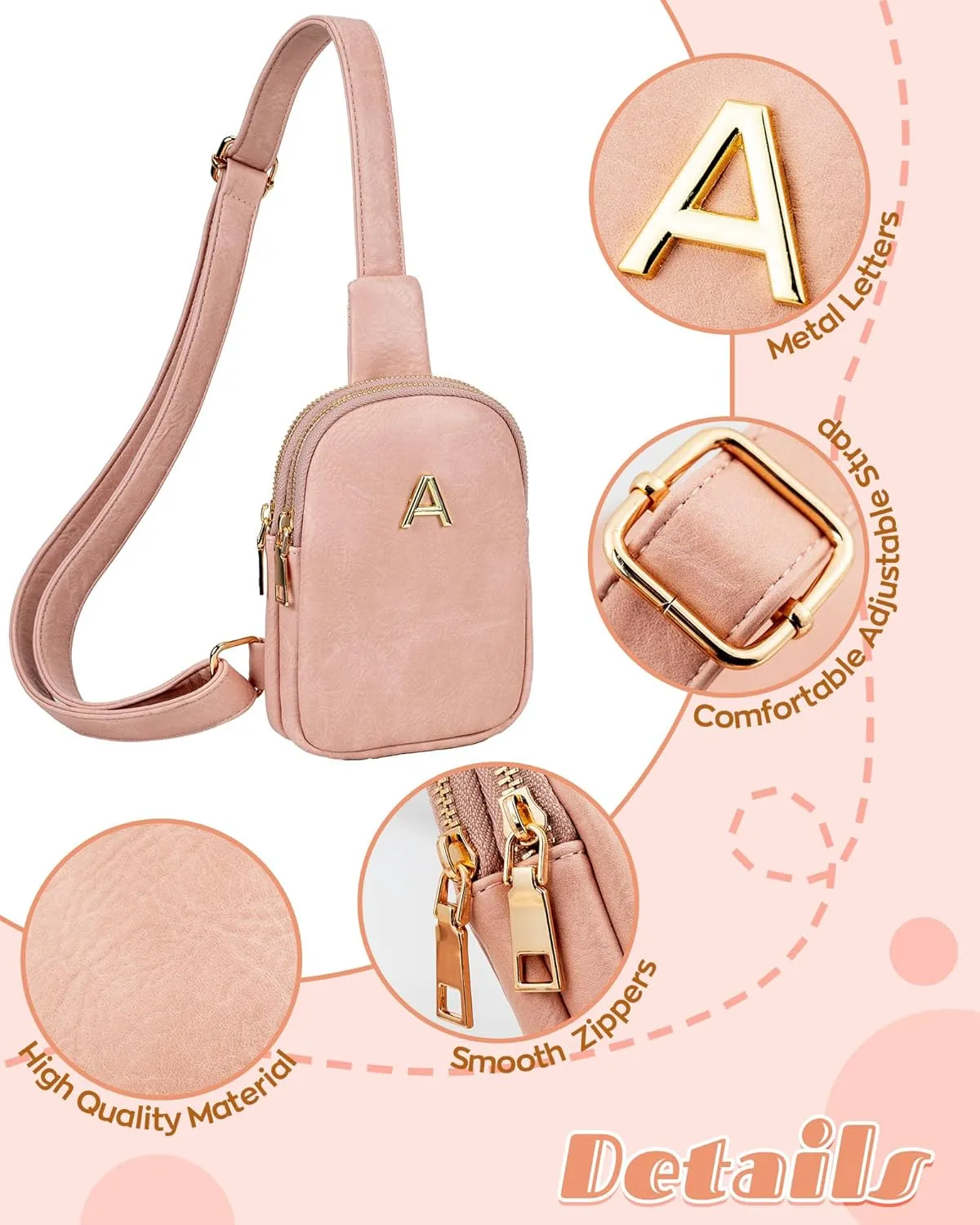 Graduation Gifts, Initial Crossbody Bags for Women Girls, Lightweight Mini Shoulder Bag, Leather Waterproof Sling Bag, Monogrammed Gifts for Teens, Cute Trendy Stuff, Travel Essentials