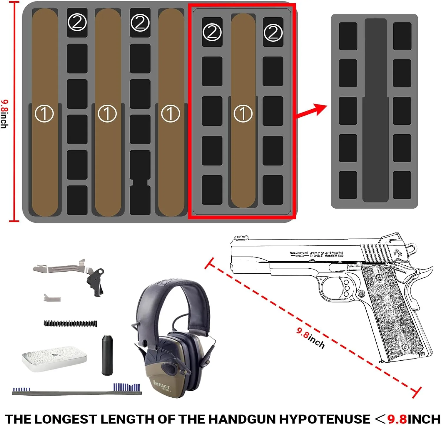 Gun Pistol Case for Multi Handguns - Holds Multiple Hand Guns Case & Magazines, Pre-cut Waterproof Carrying Hard Shell Pistol Case for Pistols, Storage Box for Beretta, Smith and Wesson, for Glock