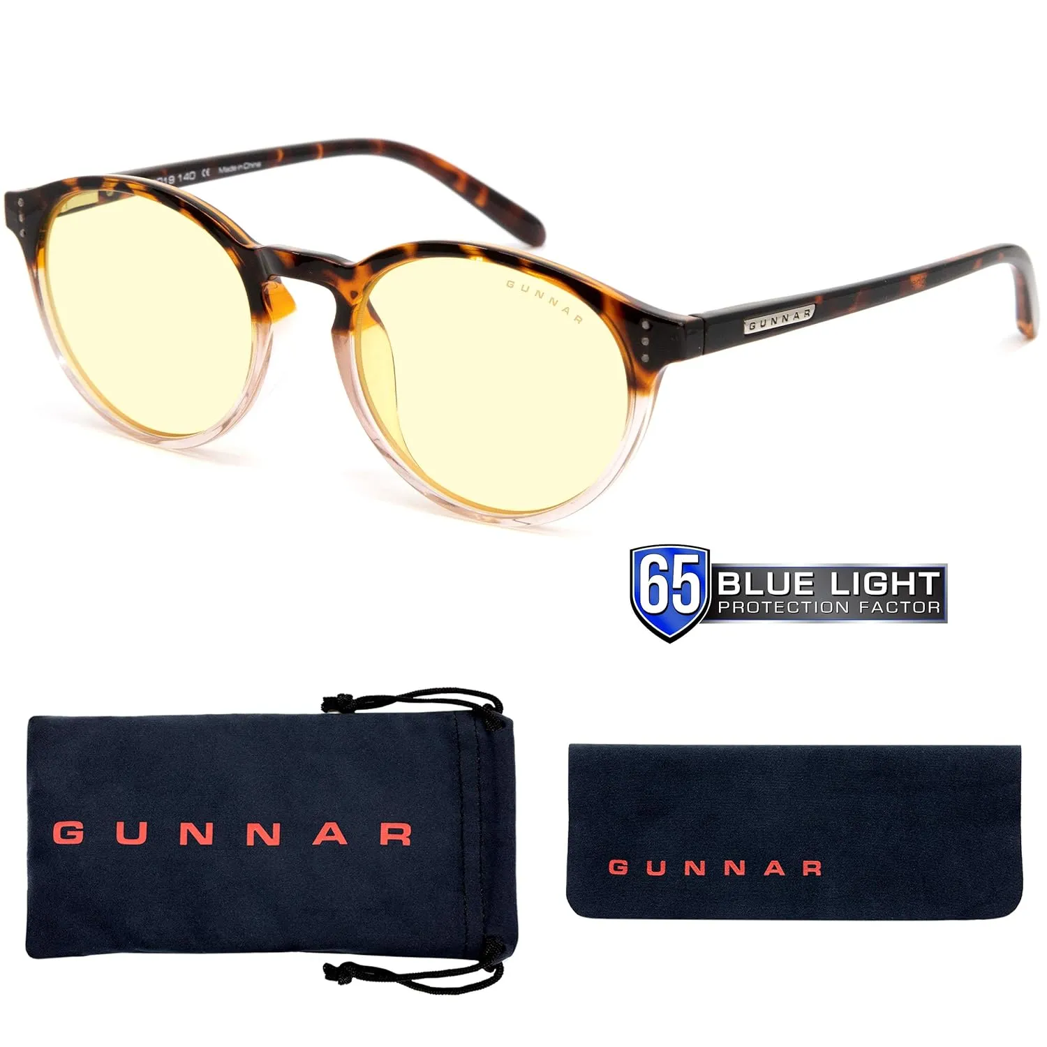 GUNNAR - Premium Gaming and Computer Glasses - Blocks 35% Blue Light - Attaché, Tortoise/Rose Fade, Clear Tint
