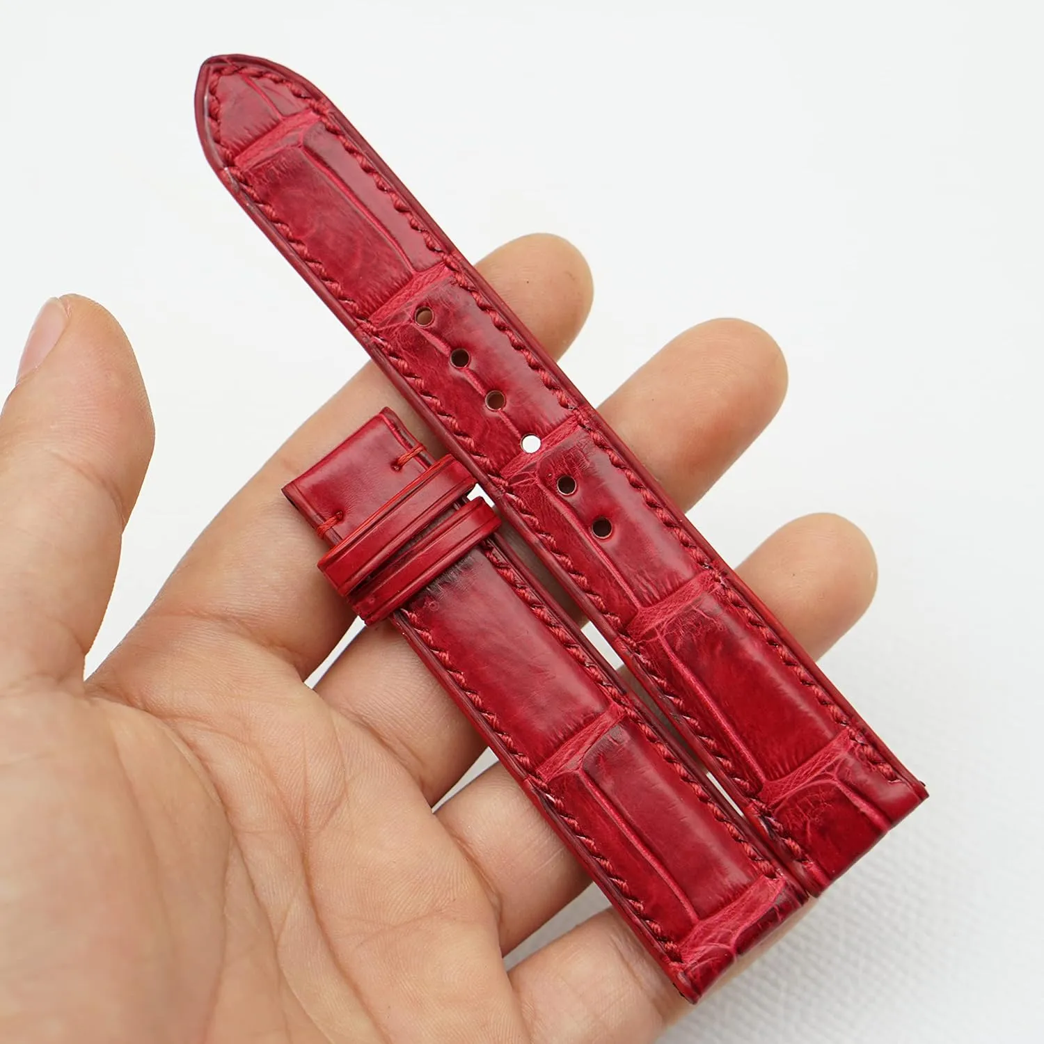 Handcrafted Alligator watch strap, Top Quality Alligator leather watch band (13mm, Steel Tang Buckle)
