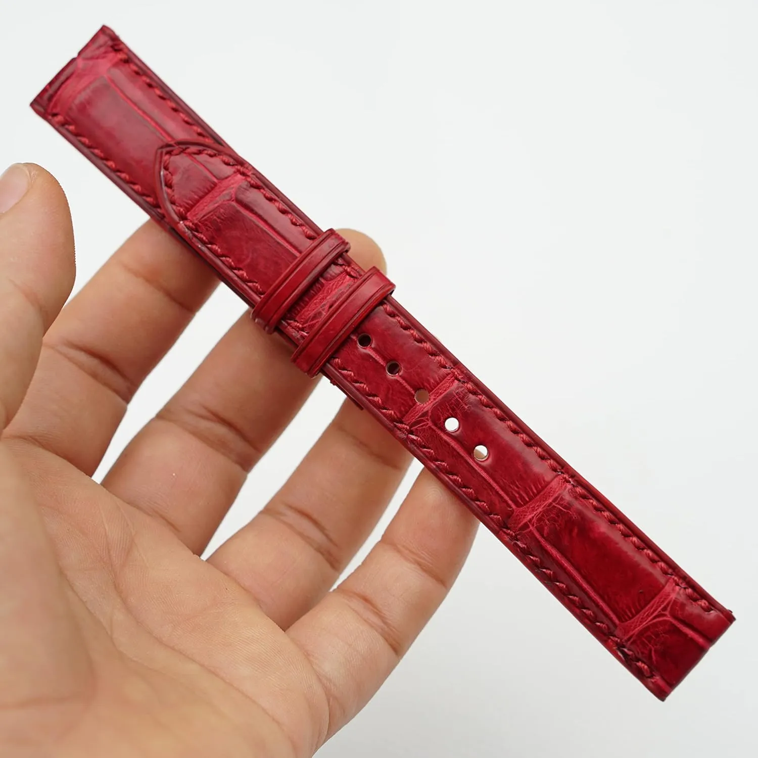 Handcrafted Alligator watch strap, Top Quality Alligator leather watch band (13mm, Steel Tang Buckle)