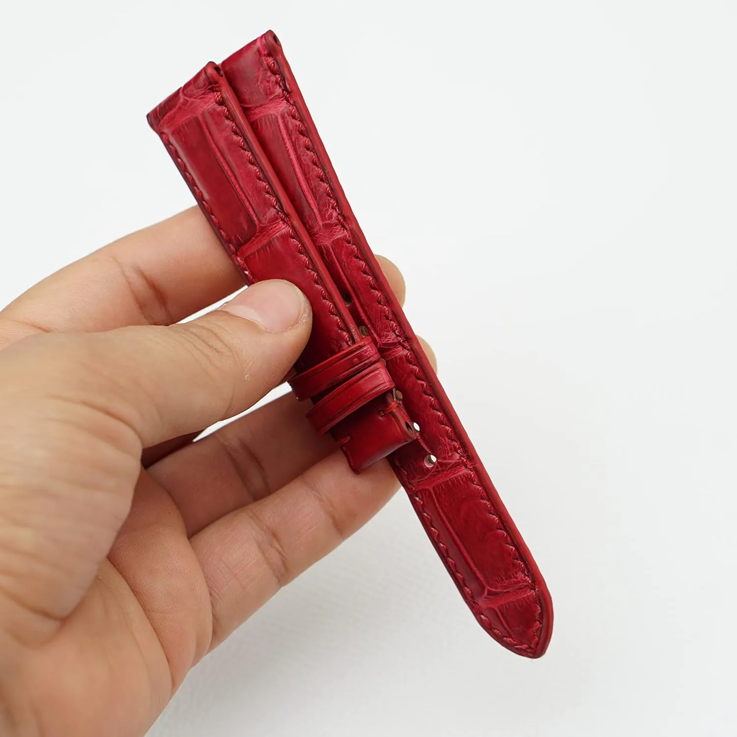 Handcrafted Alligator watch strap, Top Quality Alligator leather watch band (13mm, Steel Tang Buckle)