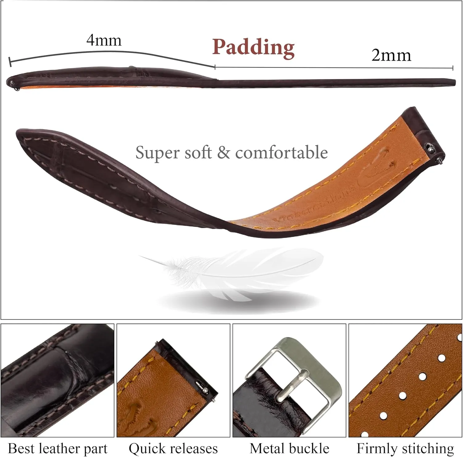 Handmade AIIi-gator Watch Band Men Quick Release Croc Premium Leather Watch Strap Replacement Silver Buckles Bespoke 18mm 19mm 20mm 21mm 22mm 24mm