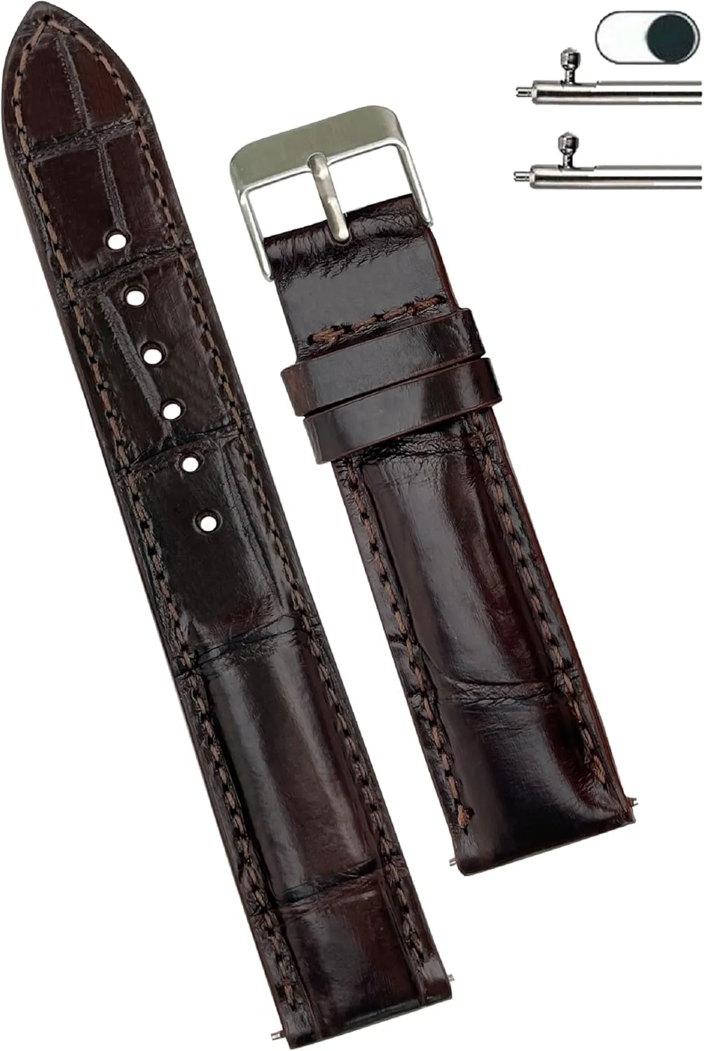 Handmade AIIi-gator Watch Band Men Quick Release Croc Premium Leather Watch Strap Replacement Silver Buckles Bespoke 18mm 19mm 20mm 21mm 22mm 24mm