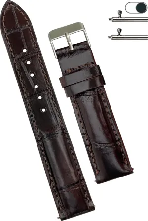 Handmade AIIi-gator Watch Band Men Quick Release Croc Premium Leather Watch Strap Replacement Silver Buckles Bespoke 18mm 19mm 20mm 21mm 22mm 24mm