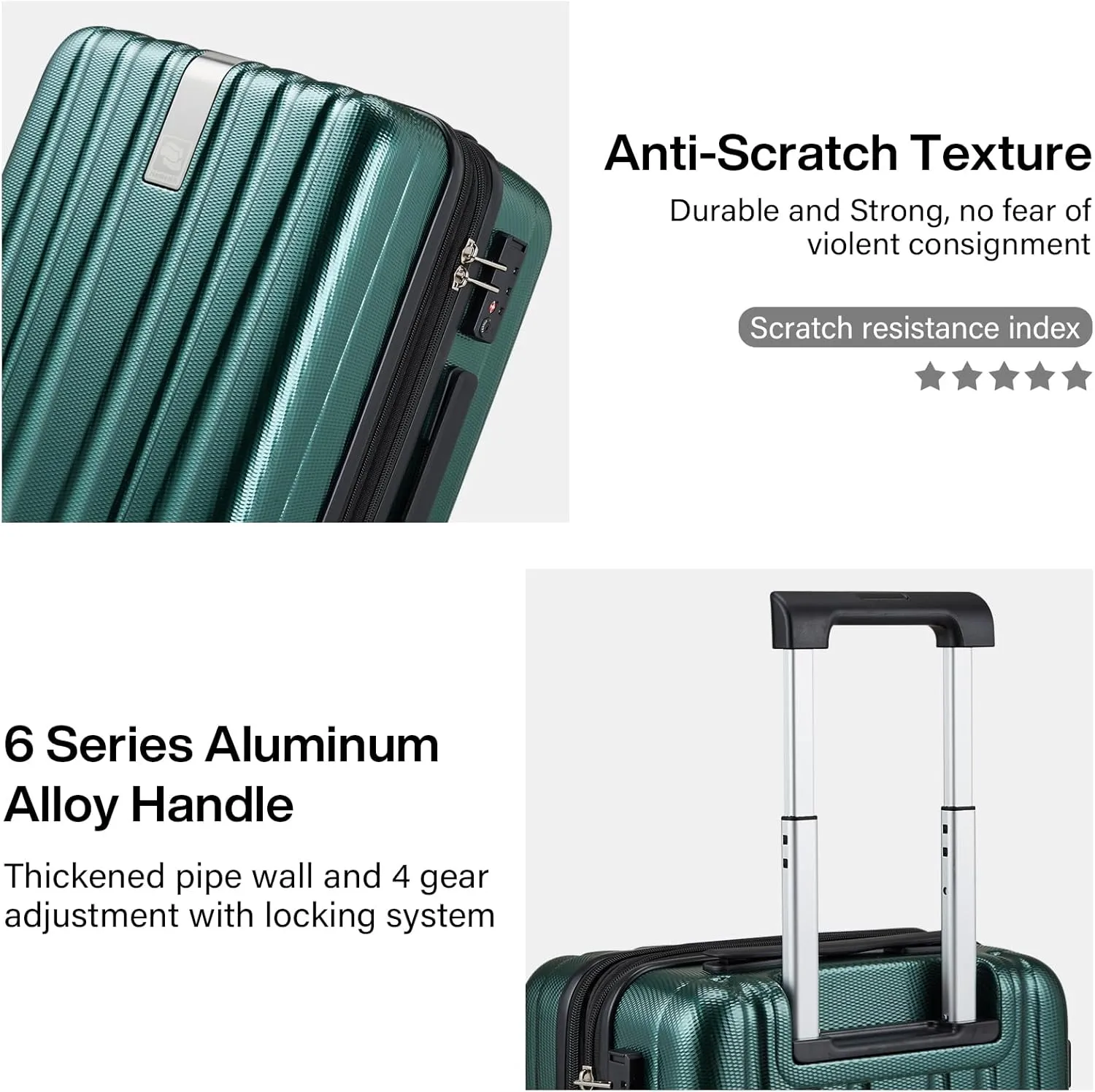 Hanke 20 Inch Expandable Carry on Luggage 22x14x9 Airline Approved Lightweight PC Hard Shell Suitcases with Wheels Travel Luggage Rolling Suitcase Travel Luggage Bag for Weekender(Blackish Green)