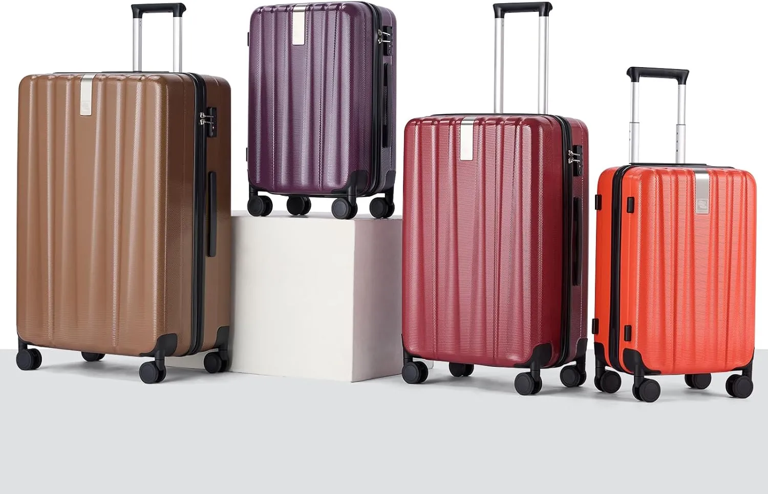 Hanke Expandable Hard Shell Luggage Sets 2 piece Carry on Luggage with Wheels Suitcases Lightweight Checked TSA Luggage Rolling Large Suitcase Travel Luggage Bag Woman Men 20/29 Inch(Brown)