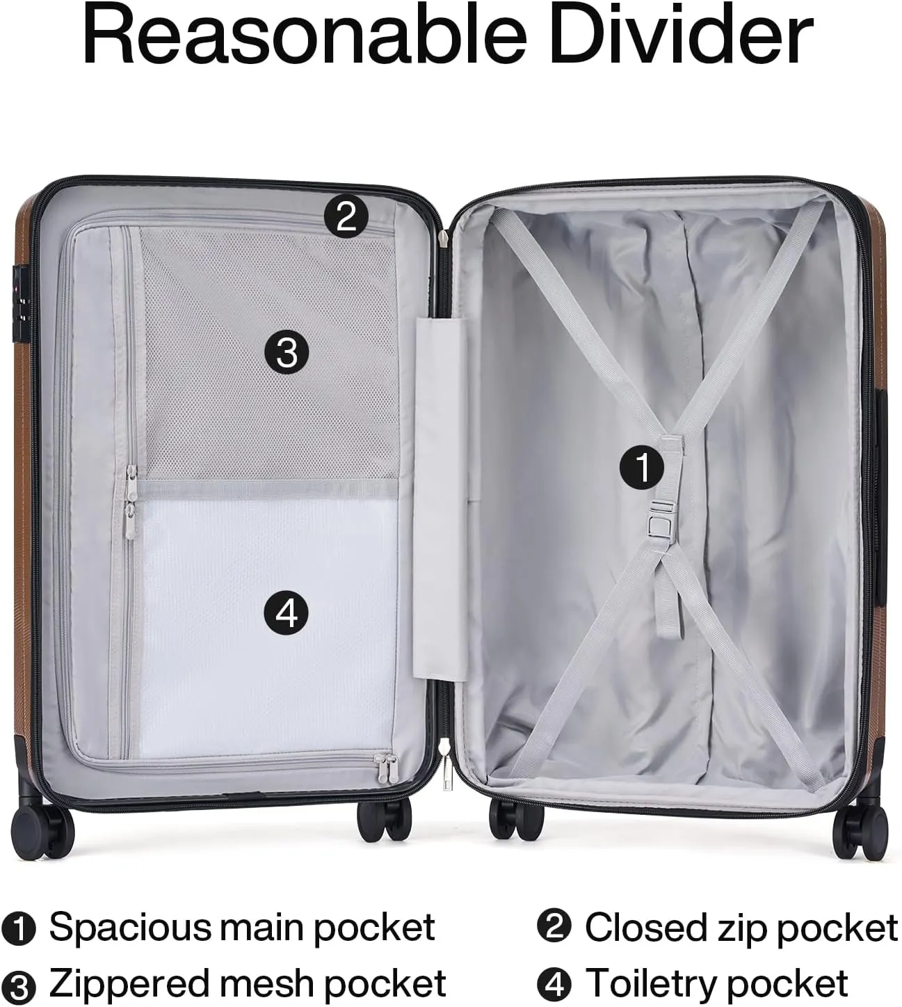 Hanke Expandable Hard Shell Luggage Sets 2 piece Carry on Luggage with Wheels Suitcases Lightweight Checked TSA Luggage Rolling Large Suitcase Travel Luggage Bag Woman Men 20/29 Inch(Brown)