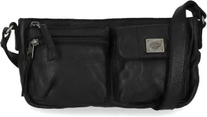 Harley-Davidson Women's Washed Genuine Leather Shoulder Bag Purse - Black