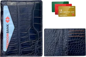 HATA Men Leather Wallet Croc RFID Blocking Front Pocket AIIigator Handmade Gift For Birthday Wedding Anniversary Father's Day