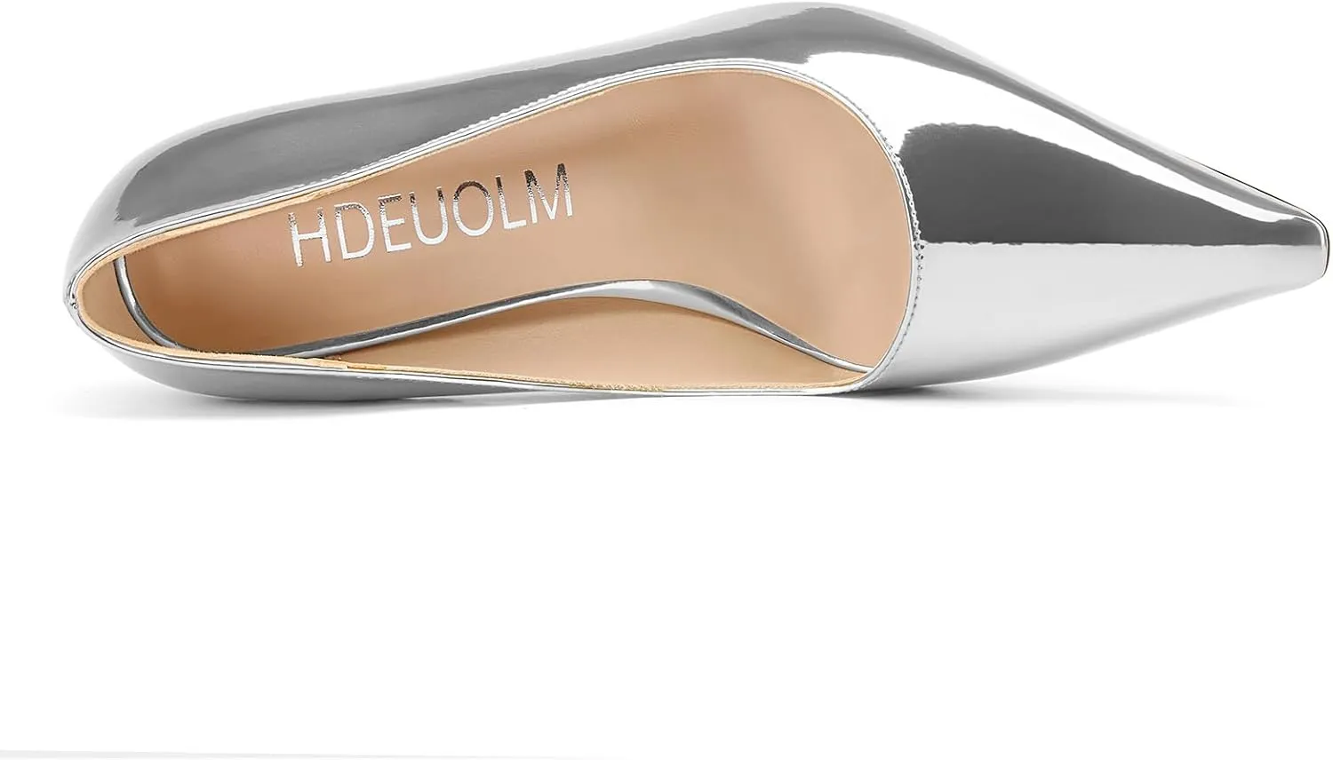 HDEUOLM Womens Stiletto High Heel Square Toe Pumps Slip-on Office Dress Patent Leather 3.9 Inches Heels