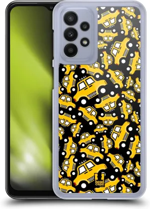 Head Case Designs Black Taxi Pattern Yellow Cab Hard Back Case Compatible with Samsung Galaxy A23 / 5G (2022)